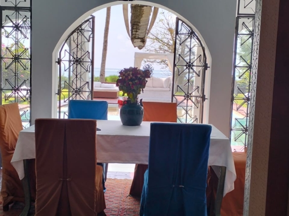 For Sale: Furnished 4BR Moroccan-style beachfront villa on Silversands Beach, Malindi. Ocean-view Jacuzzi, pool, DSQ, art-filled garden. USD 500K.