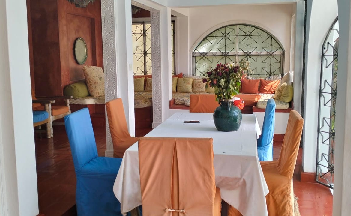 For Sale: Furnished 4BR Moroccan-style beachfront villa on Silversands Beach, Malindi. Ocean-view Jacuzzi, pool, DSQ, art-filled garden. USD 500K.