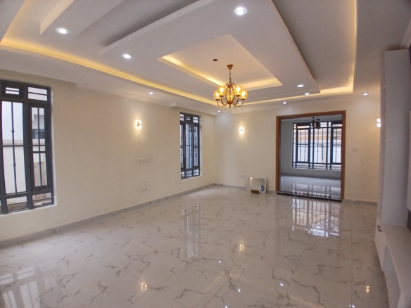 Executive 4-bedroom all-en-suite mansion for sale in Ruiru Mugutha. Gated community of 6 units, 40/80 plot, smart lighting, fitted kitchen, DSQ, and solar heating. Only 3.5 km from Thika Road. Asking KSh 22M.