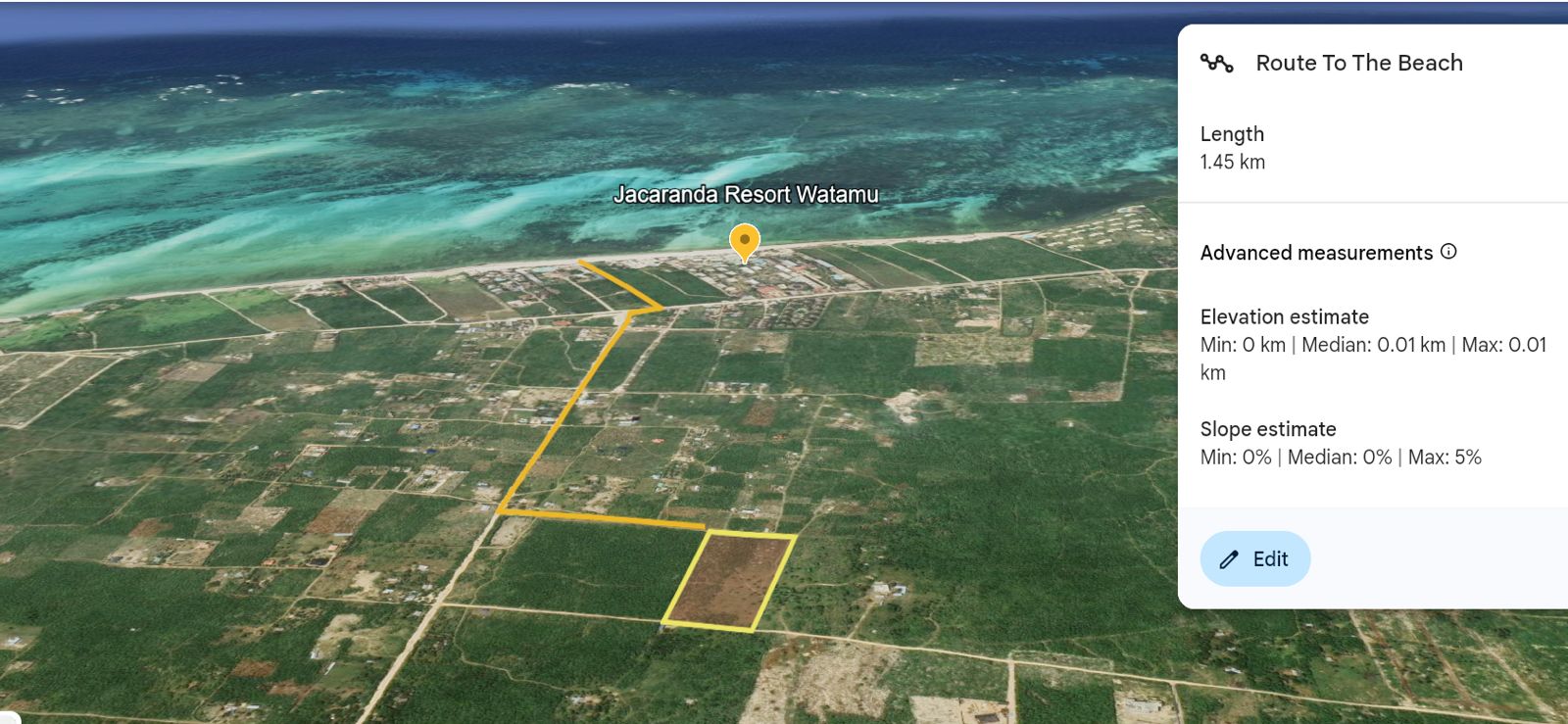 Prime 3-acre land for sale in Watamu’s Jacaranda area—totaling Ksh 36M—ideal for holiday homes, boutique resorts, and land banking. Only 1.4KM from Jacaranda Beach with a clean title and excellent access.