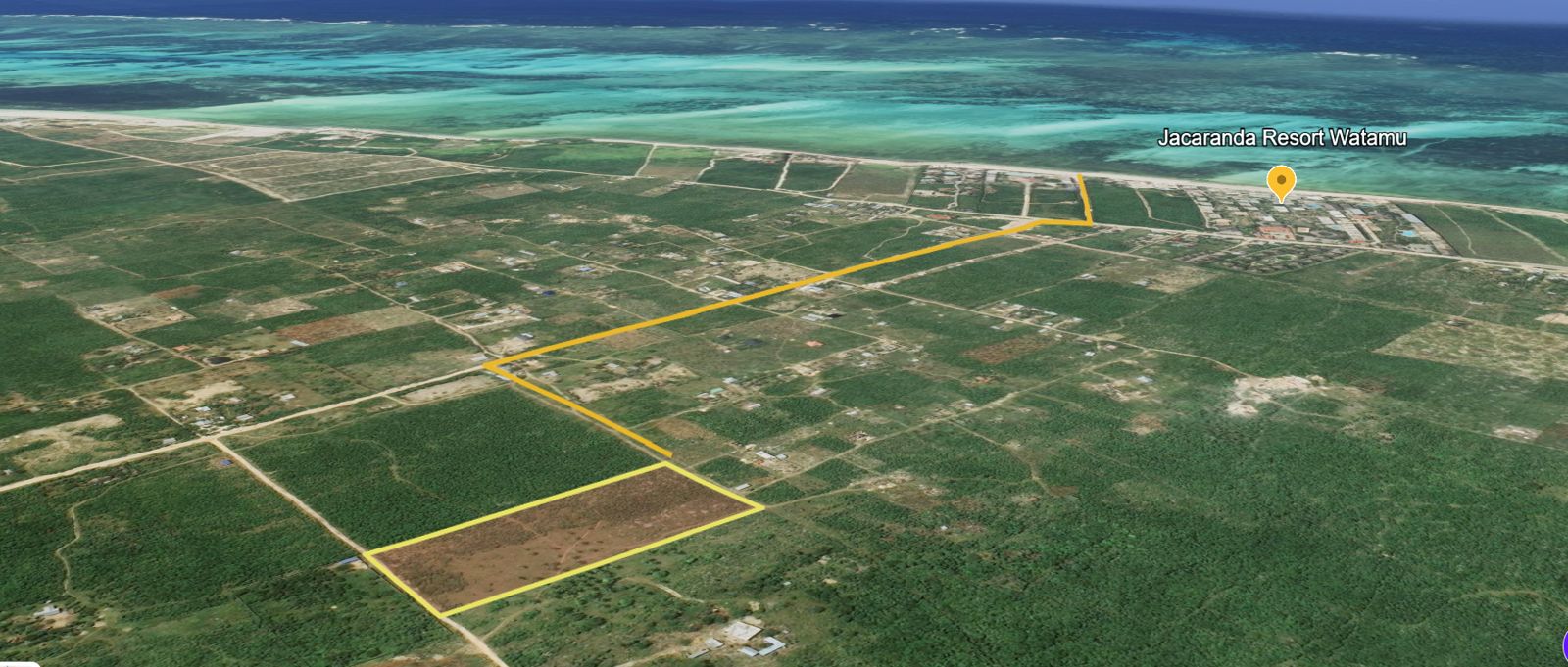 Prime 3-acre land for sale in Watamu’s Jacaranda area—totaling Ksh 36M—ideal for holiday homes, boutique resorts, and land banking. Only 1.4KM from Jacaranda Beach with a clean title and excellent access.
