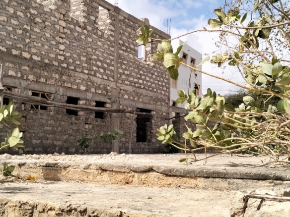 Quarter-acre second-row beach plot for sale in Lamu Wyoni with foundation and well, ideal for luxury coastal living or investment.