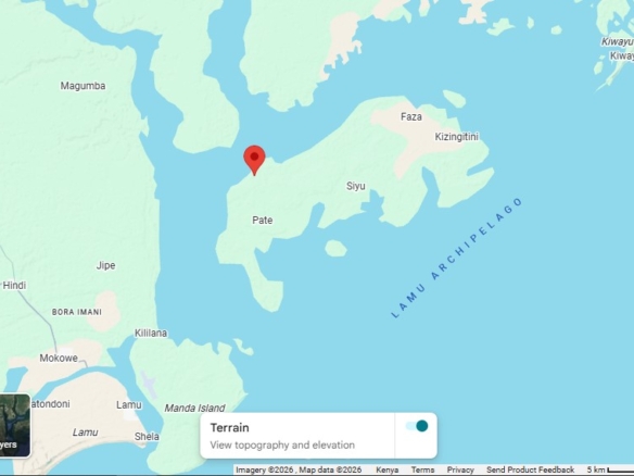 1.9-acre sandy beachfront property for sale in Mtangawanda Bori Lamu next to Bori Hotel, ideal for resort or luxury development.