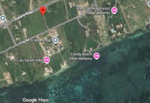 Prime 2-acre second-row plot for sale in Watamu near Lonno Lodge and Mawe Zuri with beach access and Jacaranda Road frontage.