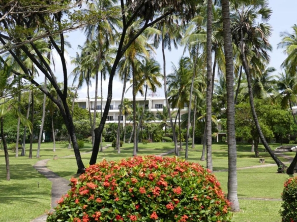 2-bedroom beachfront apartment for rent at Lawfords Malindi with swimming pools, gardens, entertainment facilities, and ocean views.