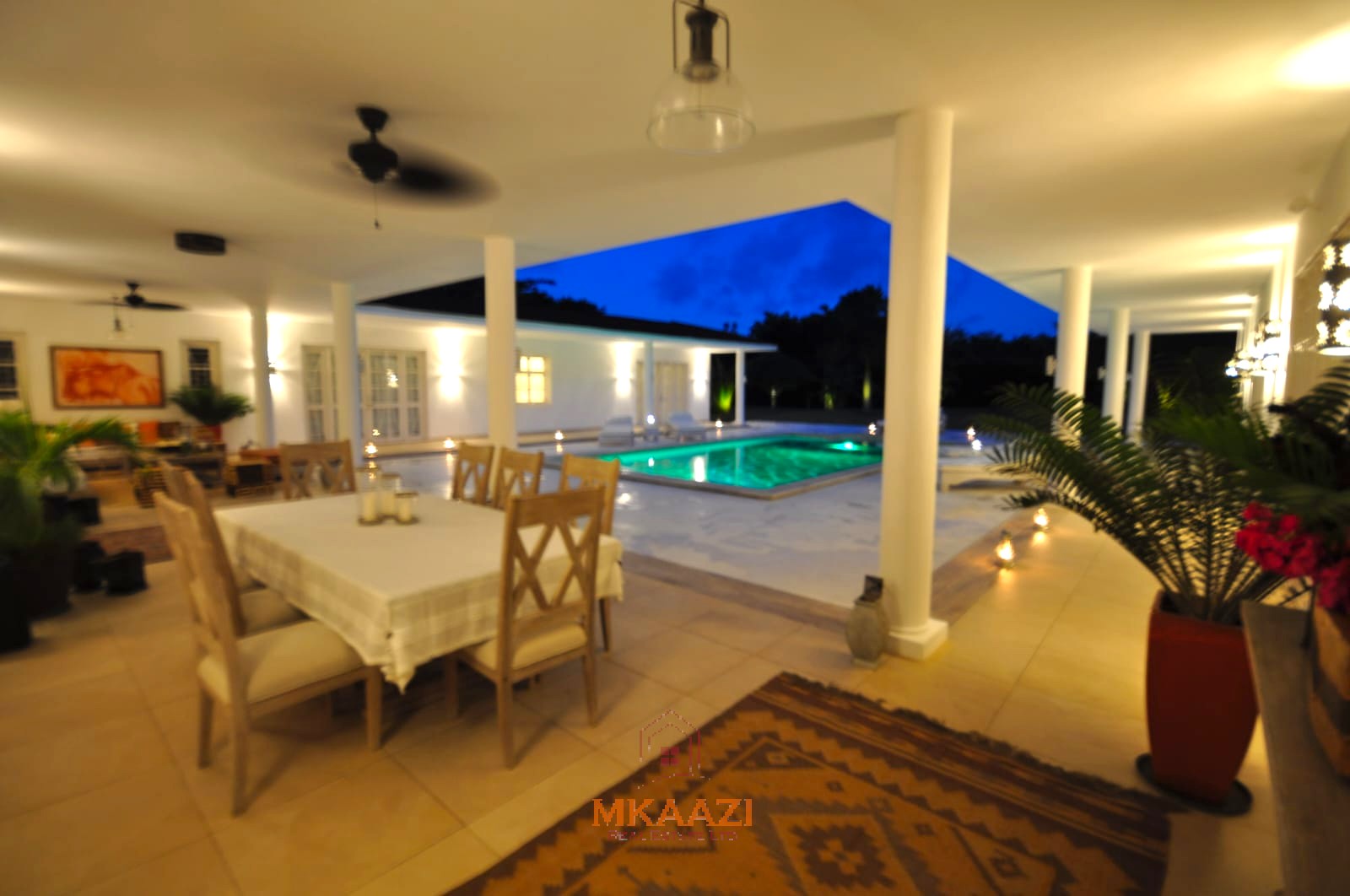 Luxury 4-bedroom villa for sale in Malindi near Casuarina Road with pool, landscaped gardens, staff quarters, and high-end finishes on 1.25 acres.