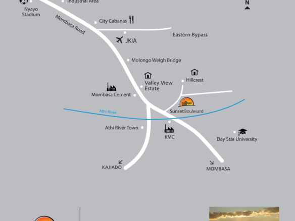 2-bedroom apartment for sale in Athi River at Sunset Boulevard Estate with tenant, balcony, and close proximity to Mombasa Road and malls.