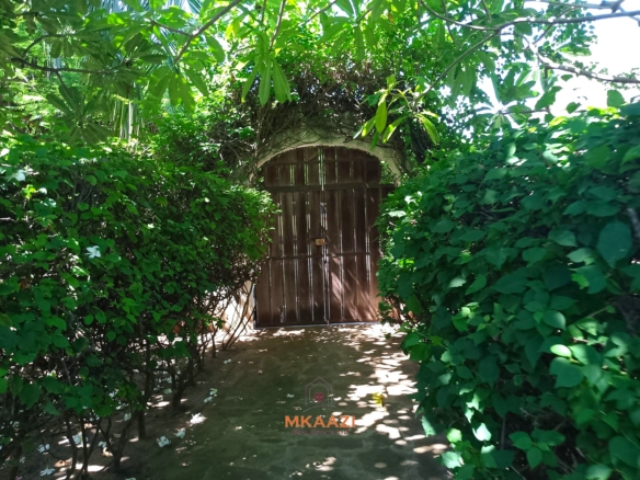 Luxury 4-bedroom en-suite villa for sale near Marine Park Road Malindi with shared pool, private garden, and makuti roof.
