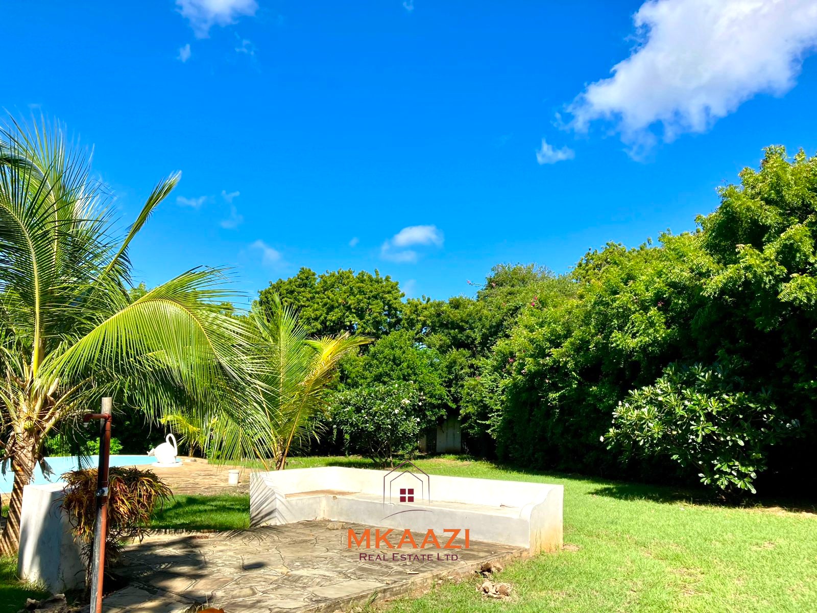 Partially furnished home for rent in P.K Estate Malindi with private pool, outdoor sitting area, SQ, and storage near Lamu Road.