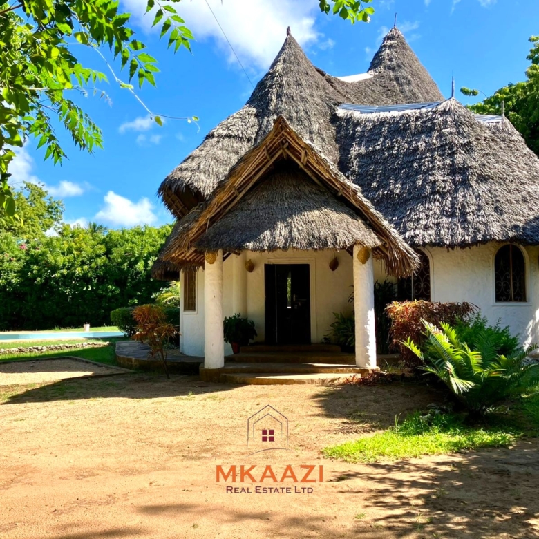 Partially furnished home for rent in P.K Estate Malindi with private pool, outdoor sitting area, SQ, and storage near Lamu Road.