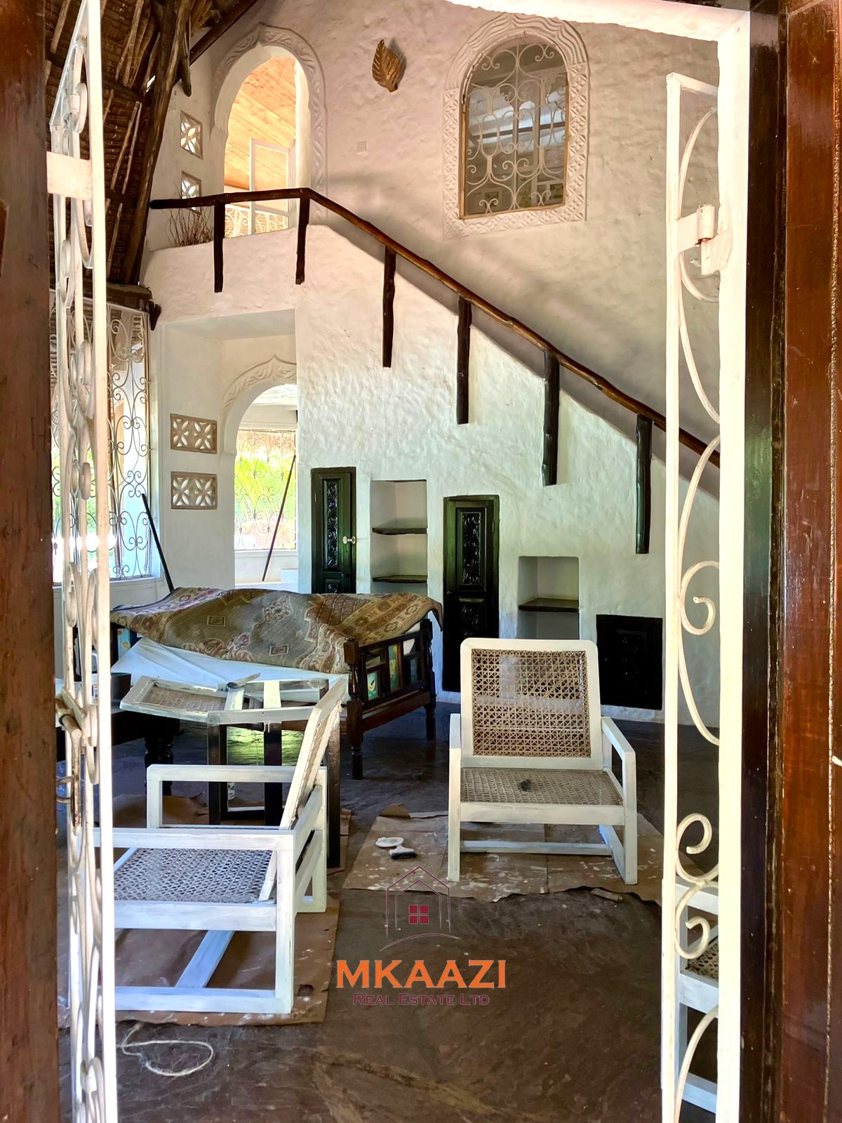 Partially furnished home for rent in P.K Estate Malindi with private pool, outdoor sitting area, SQ, and storage near Lamu Road.