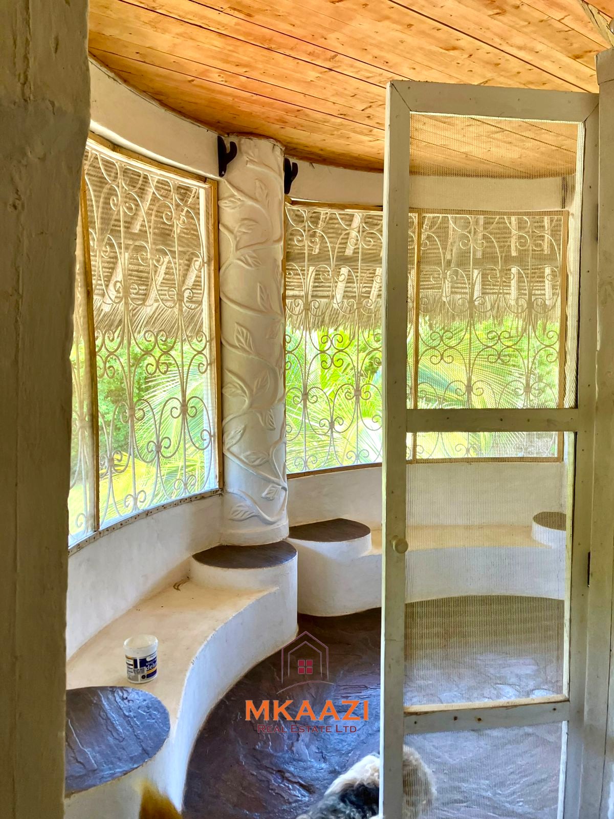 Partially furnished home for rent in P.K Estate Malindi with private pool, outdoor sitting area, SQ, and storage near Lamu Road.
