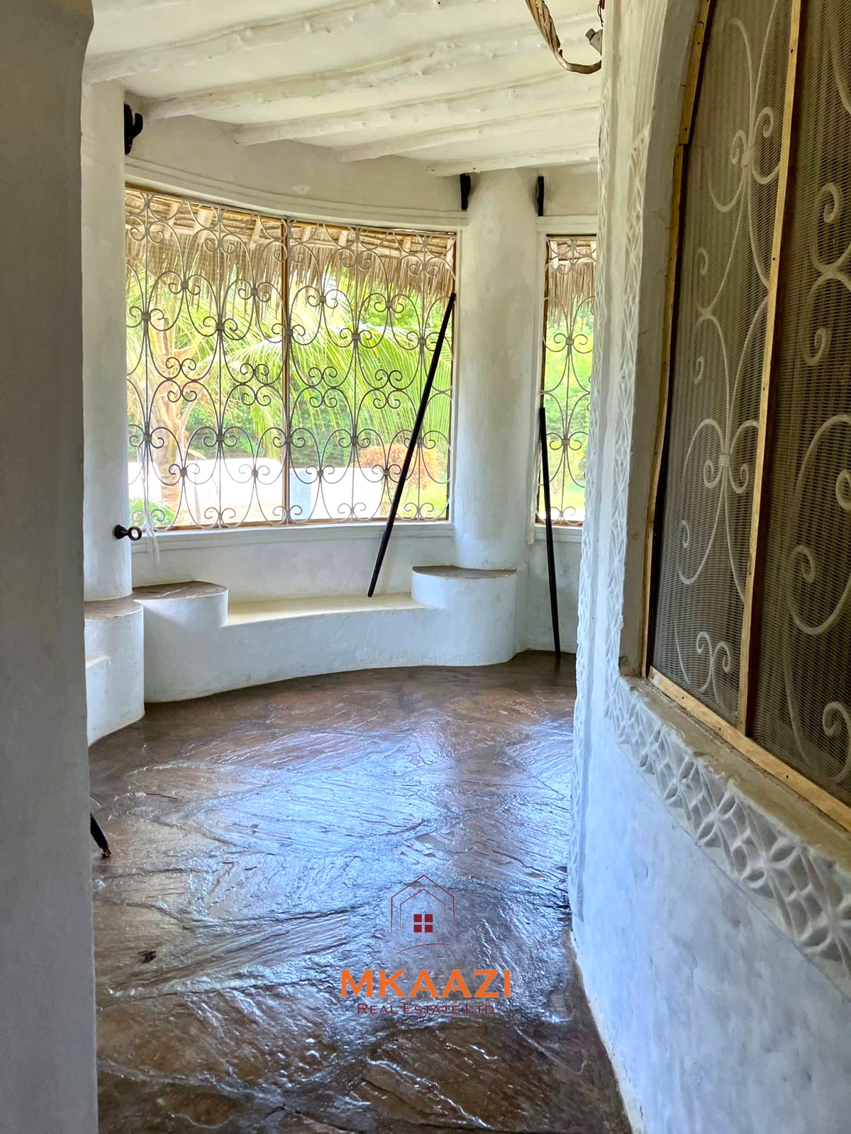 Partially furnished home for rent in P.K Estate Malindi with private pool, outdoor sitting area, SQ, and storage near Lamu Road.