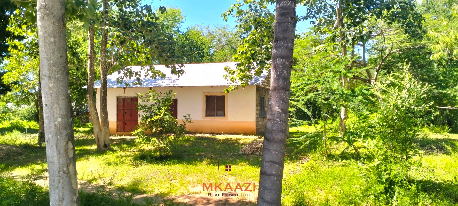 2-acre highway frontage property for sale in Matsangoni with house, shops, mature trees, and commercial investment potential.