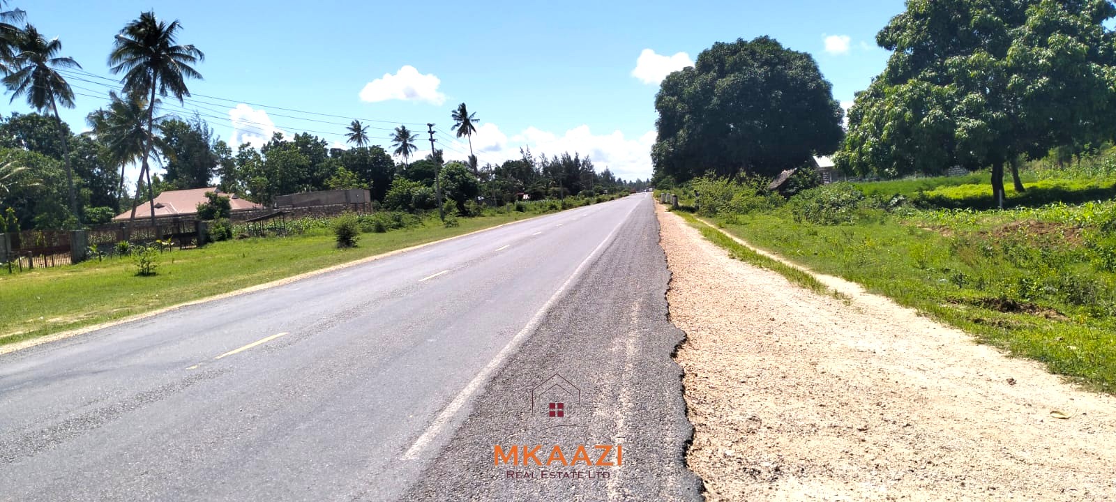 2-acre highway frontage property for sale in Matsangoni with house, shops, mature trees, and commercial investment potential.