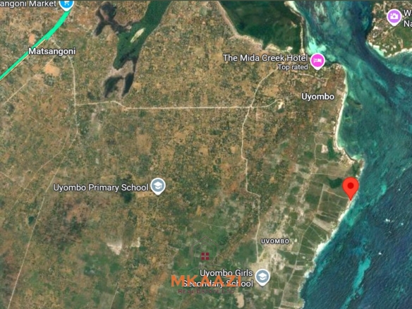 45-acre beachfront land for sale in Uyombo Kenya with panoramic ocean views and luxury resort development potential.