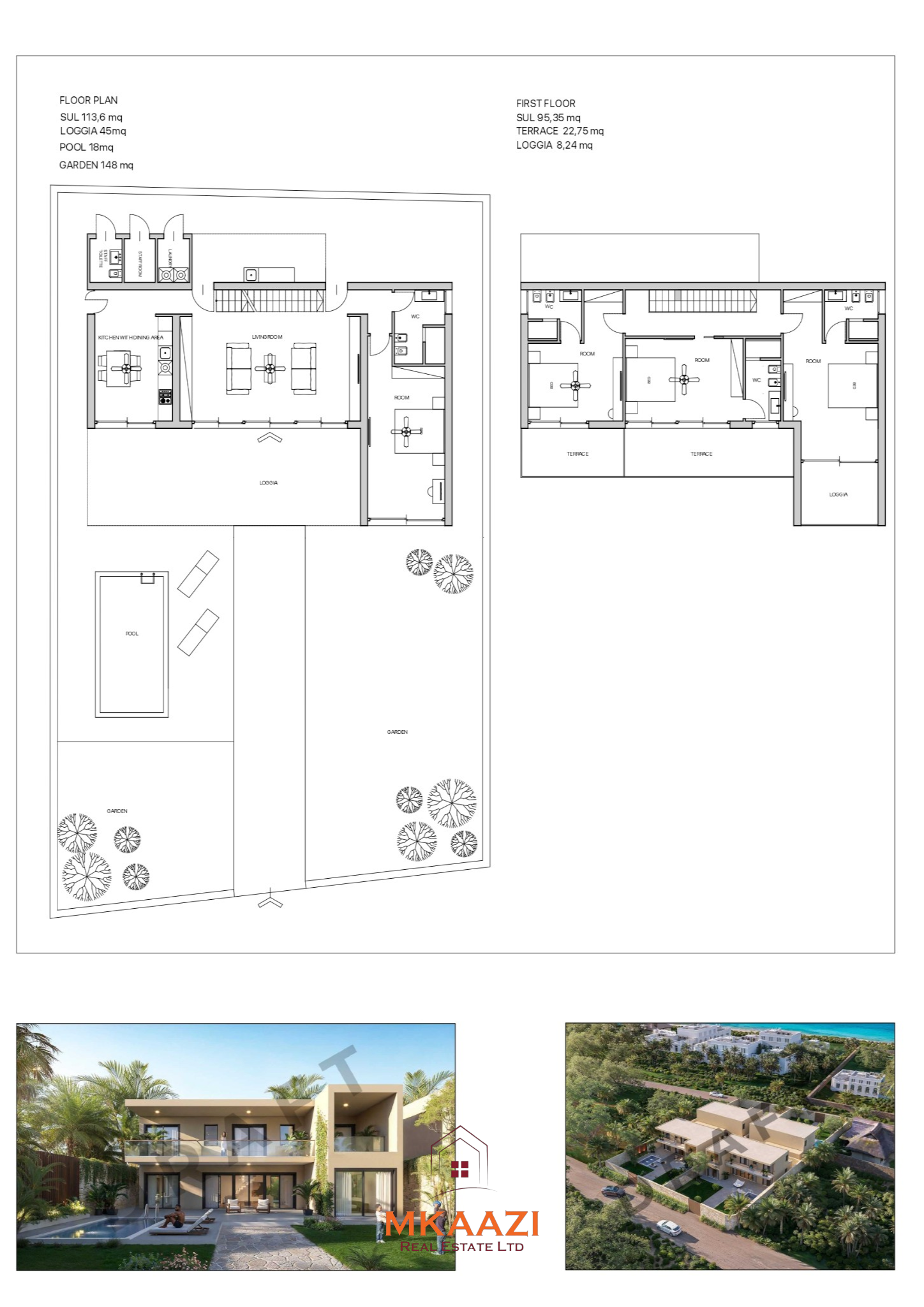 Luxury 4-bedroom villas with private pools for sale in Watamu, located 300 metres from the beach with private gardens and premium finishes.