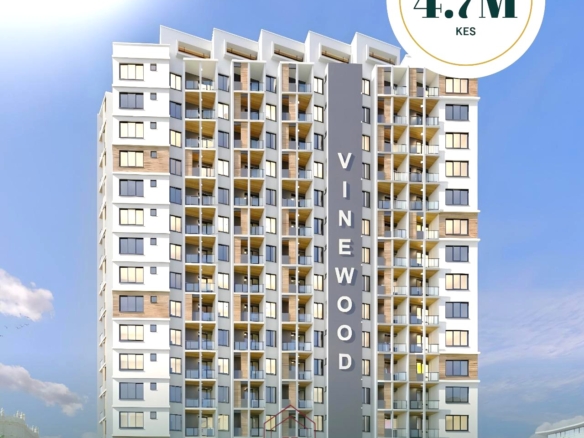 Vinewood Apartments Nairobi West offering modern 1-bedroom apartments from KES 4.7 million, located near Nairobi CBD, Expressway, Strathmore University, and Nairobi West Hospital.