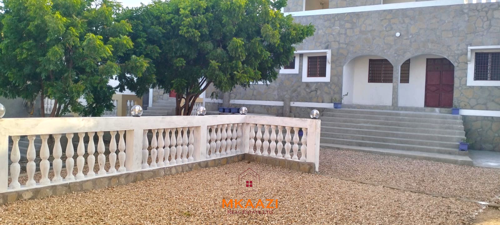 Newly built 3-bedroom house with SQ for rent on Casuarina Road, Malindi, featuring a private compound, ocean views, garden, gazebo, and covered patio.