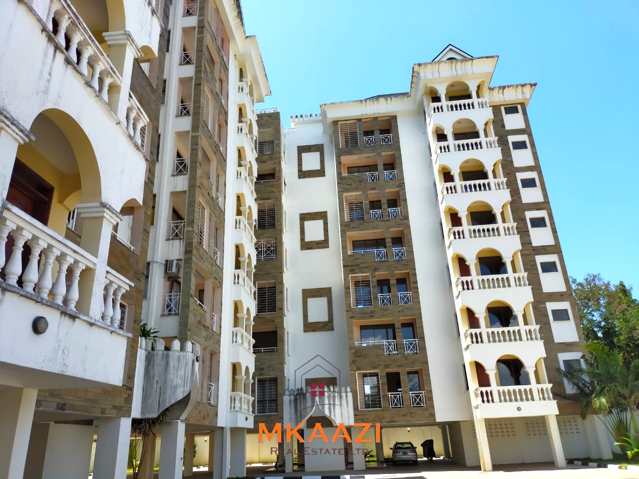 Fully furnished 2-bedroom apartment for rent near City Mall, Nyali with swimming pool, lift, Wi-Fi, AC, and 24-hour security.