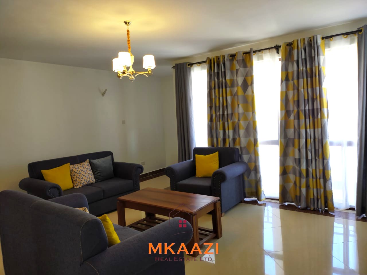 Fully furnished 2-bedroom apartment for rent near City Mall, Nyali with swimming pool, lift, Wi-Fi, AC, and 24-hour security.