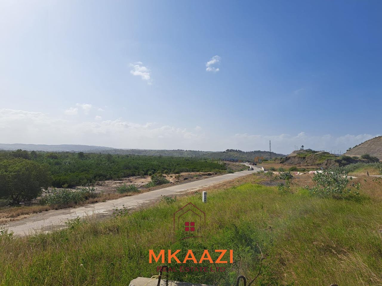 Prime 7.3-hectare road-frontage land for sale in Dongo Kundu, Mombasa, near the Mombasa–Kwale border and adjacent to mangrove forest.