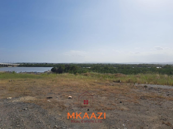 Prime 7.3-hectare road-frontage land for sale in Dongo Kundu, Mombasa, near the Mombasa–Kwale border and adjacent to mangrove forest.