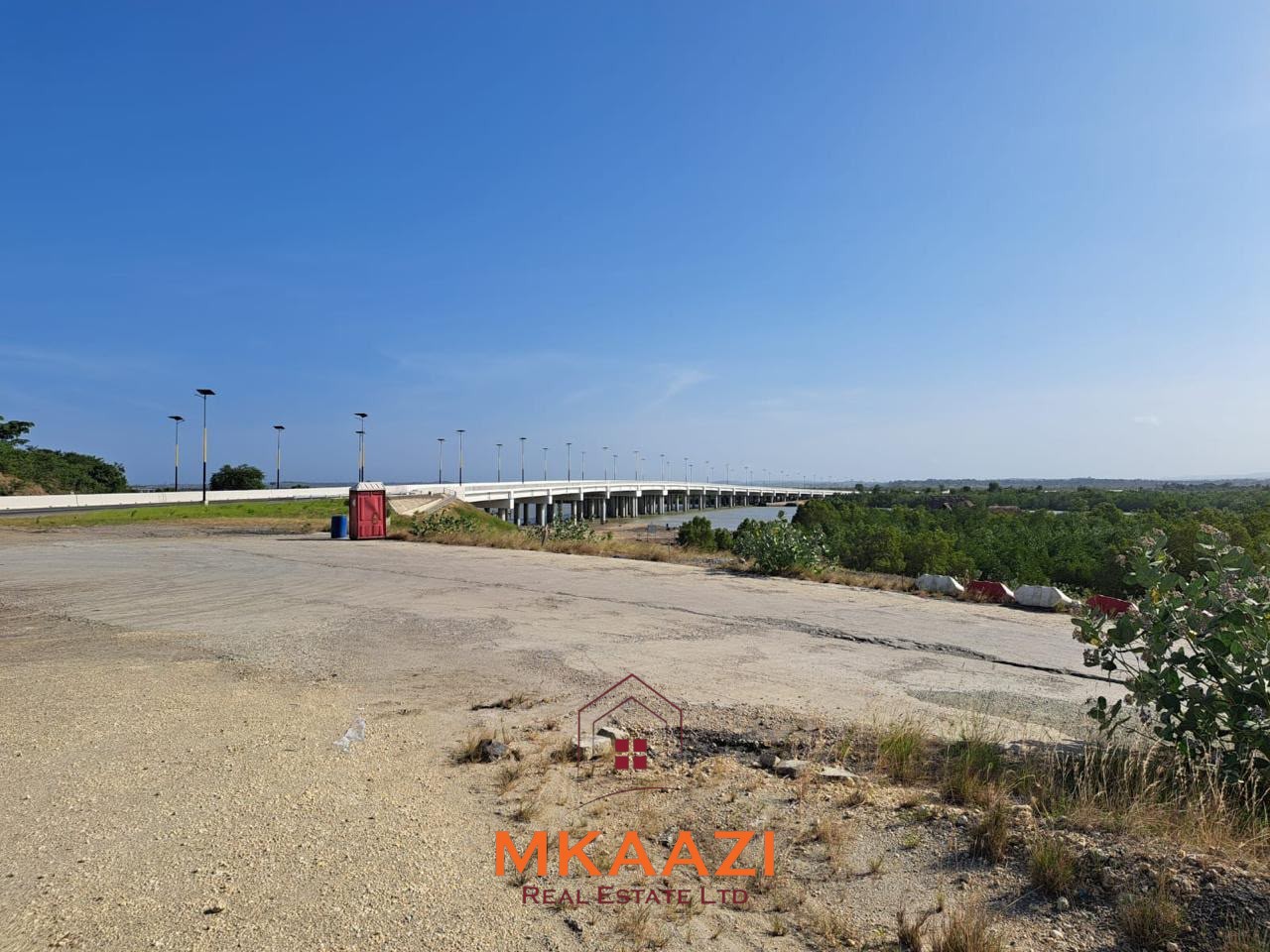 Prime 7.3-hectare road-frontage land for sale in Dongo Kundu, Mombasa, near the Mombasa–Kwale border and adjacent to mangrove forest.