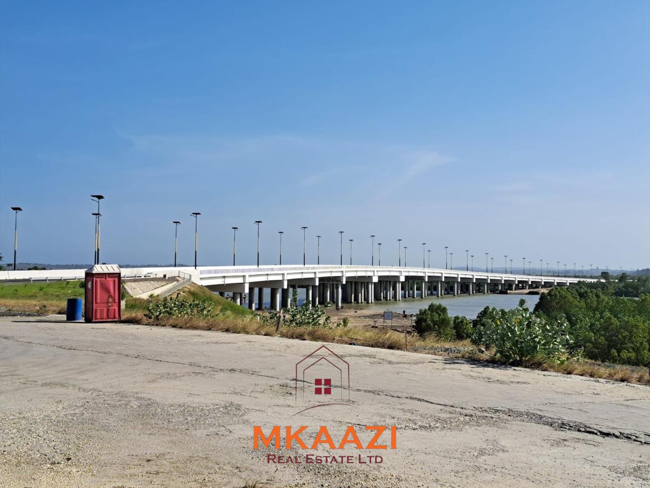 Prime 7.3-hectare road-frontage land for sale in Dongo Kundu, Mombasa, near the Mombasa–Kwale border and adjacent to mangrove forest.