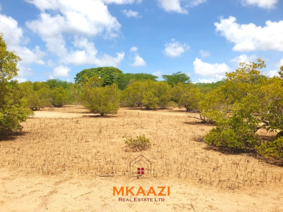 Prime 5.75-acre oceanfront land for sale in Manda Island, Lamu, overlooking Lamu Port and surrounded by scenic coastal and mangrove views.