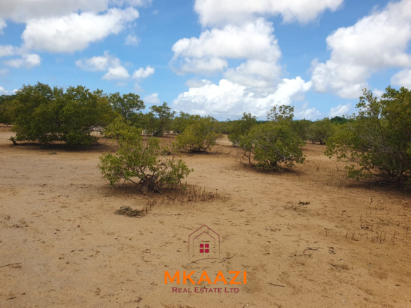 Prime 5.75-acre oceanfront land for sale in Manda Island, Lamu, overlooking Lamu Port and surrounded by scenic coastal and mangrove views.