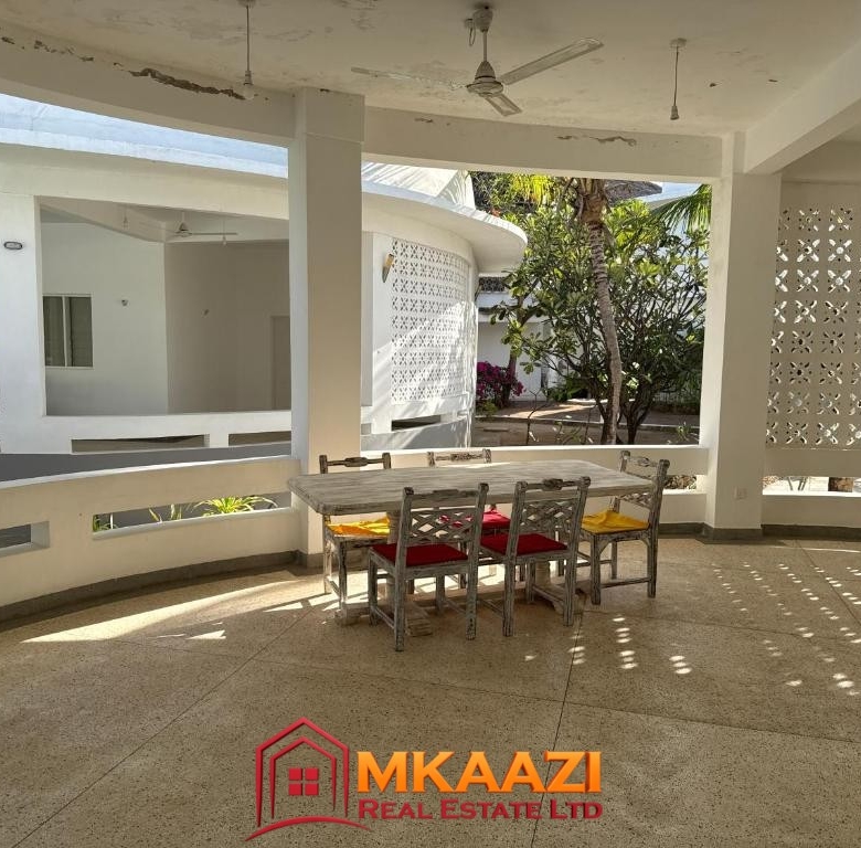 Spacious terrace at 2-bedroom beachfront apartment in Mambrui