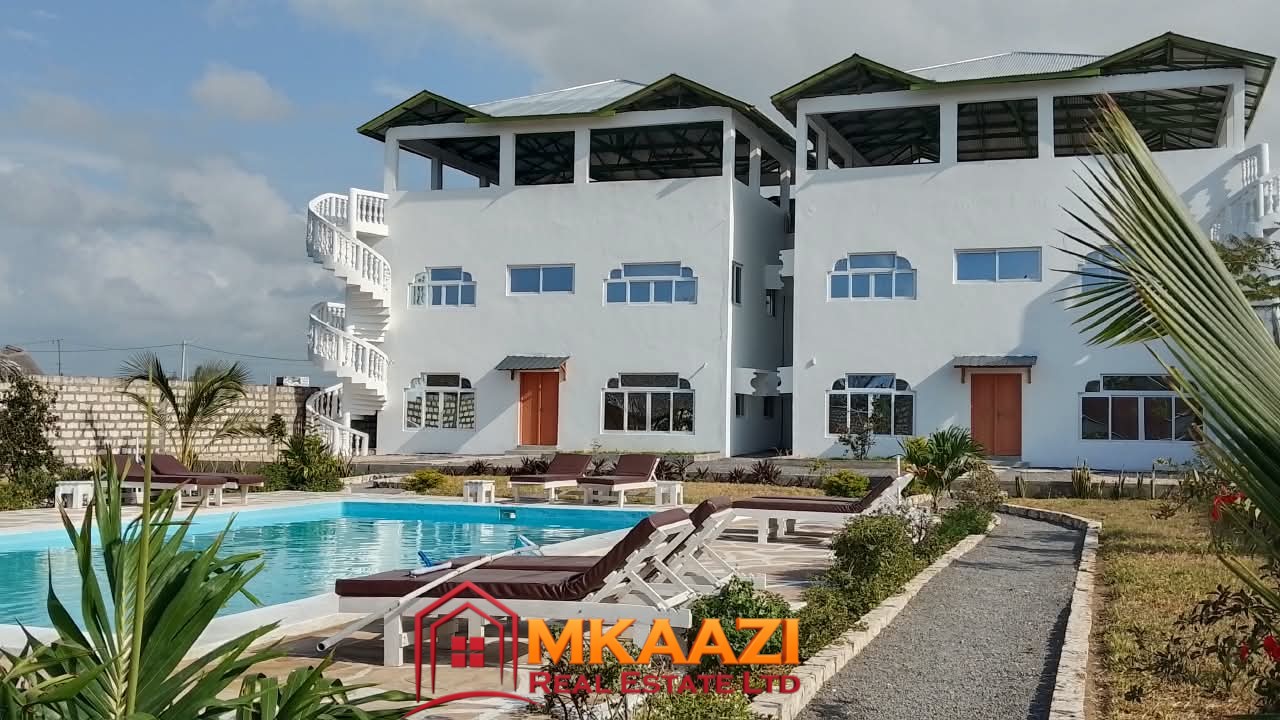Acreage (6) Shared swimming pool at fully furnished apartments for sale in Watamu on 0.5 acres.