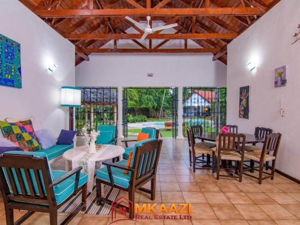 Tastefully furnished living room in a luxury 2-bedroom bungalow in Malindi