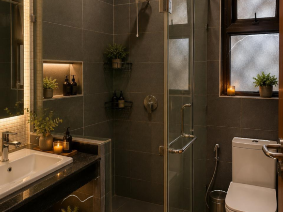 Contemporary bathroom with modern fittings at Enclave Apartments Kilimani