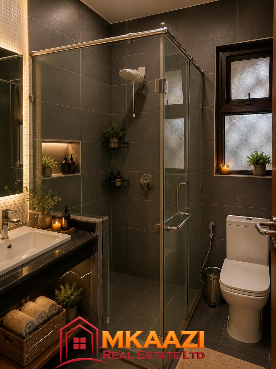 Enclave Apert 4 Contemporary bathroom with modern fittings at Enclave Apartments Kilimani