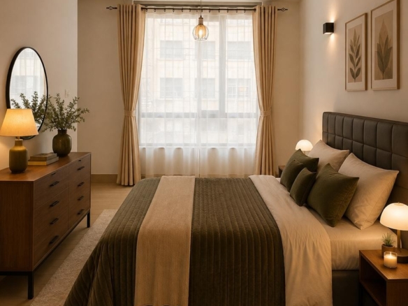 Master bedroom interior at Enclave Apartments, Kilimani Nairobi