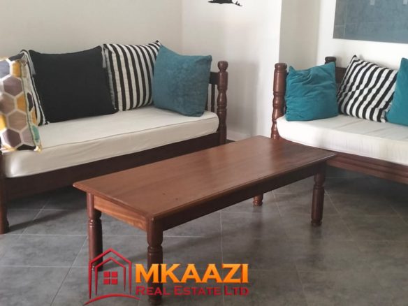 Spacious furnished living room in a modern 2-bedroom apartment at Mango Plaza Apartments.