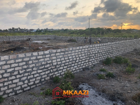 Quarter-acre plot for sale in Mayungu, Malindi, 250 metres from the beach with a finished perimeter wall